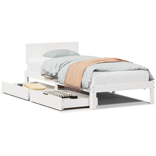 VidaXL Okvir kreveta s ladicama bez madraca bijeli 90x200 cm Slike