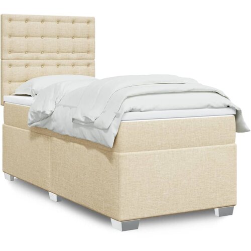  The Living Store Box spring postelja z vzmetnico krem 90x190 cm blago - Box Spring Postelja, (21496714) Slike
