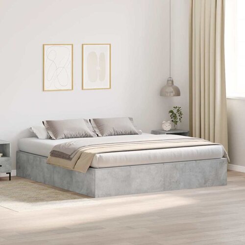 Krevet s ladicama Betonski sivi 200 x 200 cm Konstruirano drvo Cijene