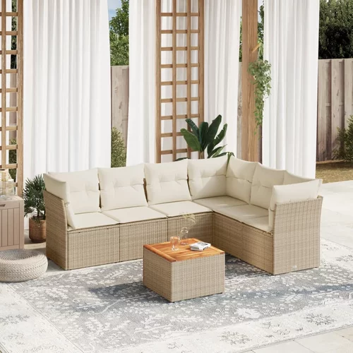 vidaXL 7-dijelni set vrtnih sofa od poliratana s jastucima bež