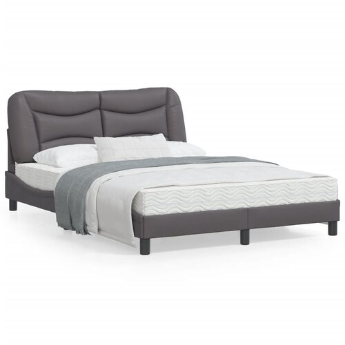 vidaXL Posteljni okvir z LED lučkami siv 140x190 cm umetno usnje Cene