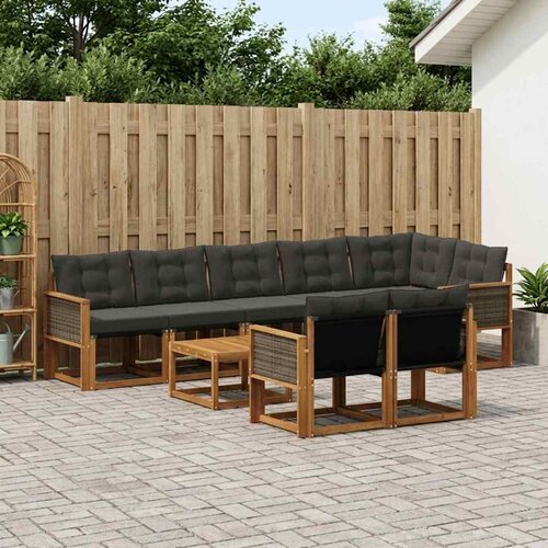  Set vanjskih sofa 9 kom. Prirodna i crna Cijene