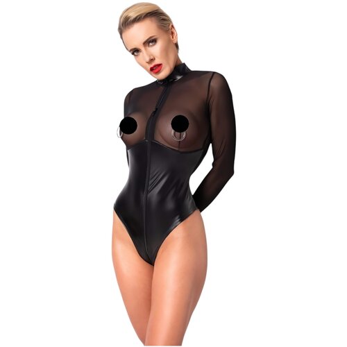 Noir Handmade F321 Edge Wetlook and Mesh Body with Rings XL Slike