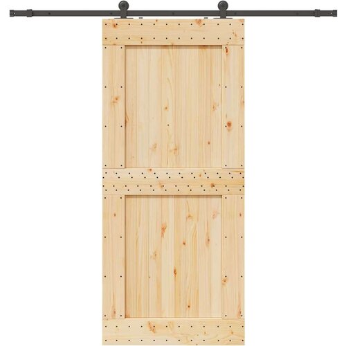 vidaXL Drsna vrata s kompletom vodil 100x210 cm trdna borovina Cene