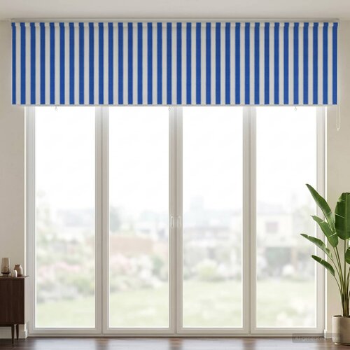  Vanjska roleta 90% blokada UV zraka Plava i bijela pruga 240 x 140 cm Slike