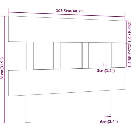  Uzglavlje za krevet sivo 103 5 x 3 x 81 cm od masivne borovine Slike