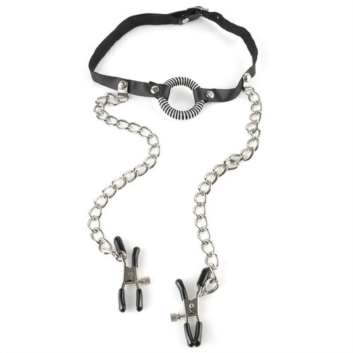Pipedream Fetish gag ring sa štipaljkama za bradavice Cene