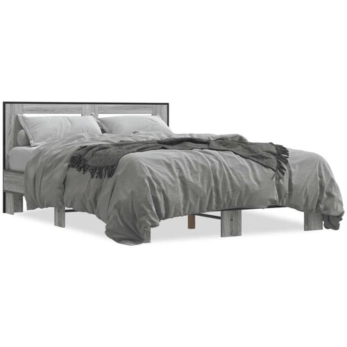 Posteljni okvir siva sonoma 140x190 cm inž. les in kovina Slike