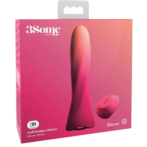 Threesome 3Some wall banger deluxe - vibrator za drog z radijskim upravljanjem, ki ga je mogoče ponovno napolniti (roza)
