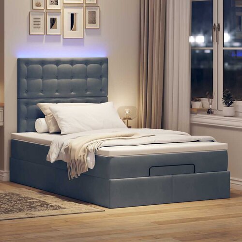 VidaXL Okvir za krevet s madracima tamnosivi 120x190 cm bar&amp;scaron;unasti Slike