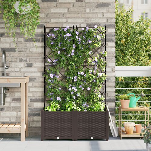 vidaXL Vrtna korita Rjava Plastika 80 x 40 x 143 cm Cvetlična korita Cene