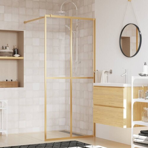  The Living Store Stena za tu&amp;scaron; s prozornim ESG steklom zlata 90x195 cm - Stena Za Tu&amp;scaron;, (21487579) Slike