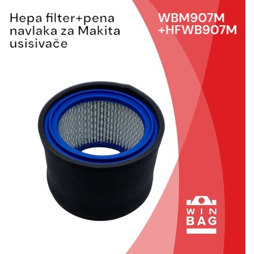 HEPA filter+zaštitna pena navlaka za Makita P-70219 filter Slike