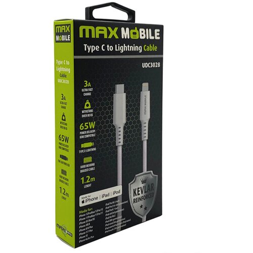 DATA kabl za iphone Maxmobile Lightning-Type C MFI Apple QC 3A 1,2m Kevler bijeli Cijene