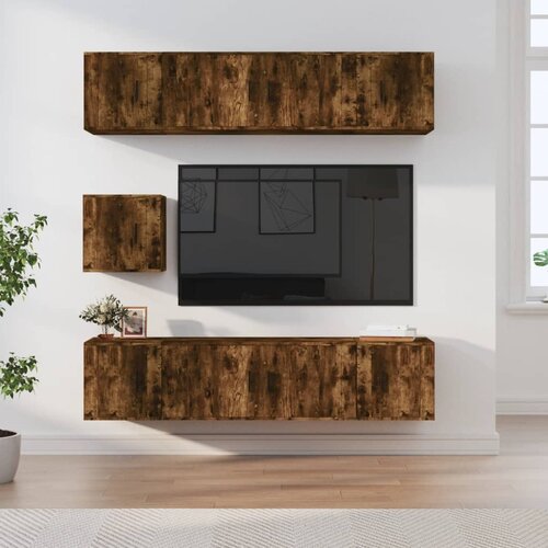 vidaXL 7-dijelni set TV ormarića boja dimljenog hrasta drveni Cene