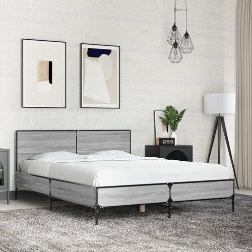 Furnova Posteljni okvir siva sonoma 140x190 cm inž. les in kovina, (21935900) Slike