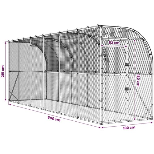  Kavez za piletinu uz zid Srebrna 600 x 150 x 215 cm - 1000 x 200 x 215 cm S krovom Cijene