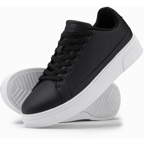 Ombre Men&amp;#039;s eco leather sneakers shoes with thick sole - black Slike