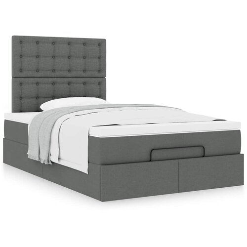 VidaXL Otomanski posteljni okvir z vzmetnico siv 120x190 cm blago Slike