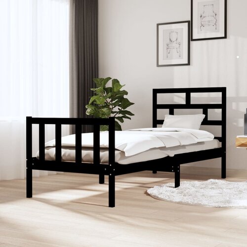  Okvir za krevet od borovine crni 75 x 190 cm jednokrevetni Cene