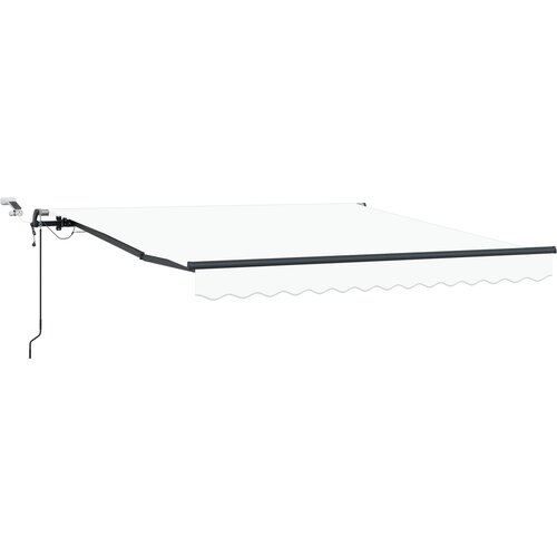 vidaXL Avtomatska retraktibilna tenda z LED, bela, 350x250 cm, (22150092) Cene