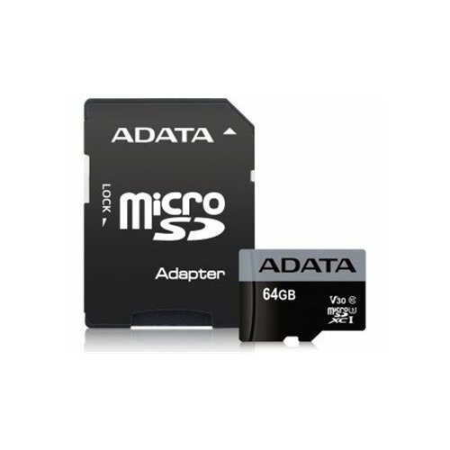 Adata UHS-I U3 MicroSDXC 64GB V30S class 10 + adapter AUSDX64GUI3V30S-RA1 memorijska kartica Slike