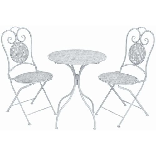  3-dijelni bistro set čelični sivo bijeli Slike