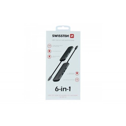 Swissten tip c hub 6 in 1 aluminijum sivi Cene