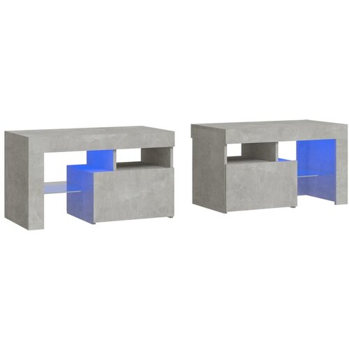 vidaXL Nočna omarica 2 kosa z LED lučkami betonsko siva 70x36,5x40 cm, (20916485) Cene