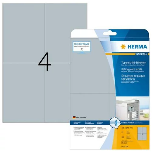 Herma Etikete superprint, 105x148 mm, 25/1, srebrne HER4216