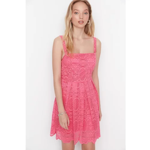 Trendyol Pink Strap Brode Dress