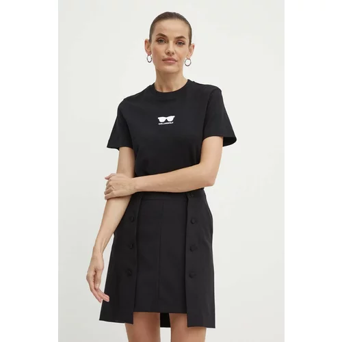 Karl Lagerfeld Pamučna majica za žene, boja: crna, 245W1717