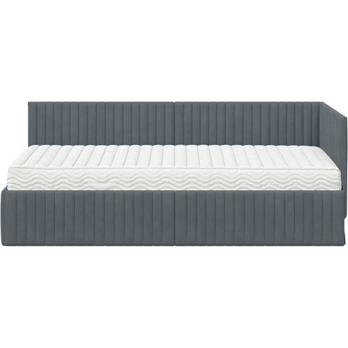  Kutni krevetni okvir s madracem 2 kom. Tamnosiva 90 x 190 cm Slike