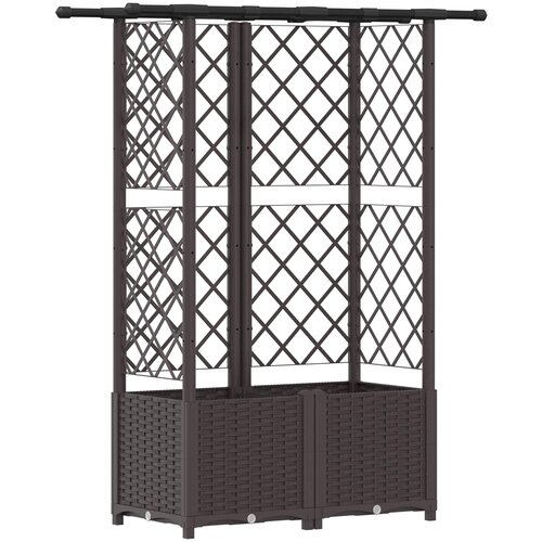 VidaXL Povi&amp;scaron;eni krevet s mrežom i krovom Smeđa 124 5 x 40 x 136 cm PP - Smeđa 124 5 x 40 x 138 cm s ravnim krovom (2 bočna mreža) Slike