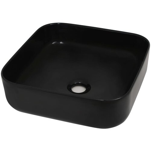 Maison Chic Keramični Umivalnik - Kopalna umivalnik - Lavabo kvadratne oblike črne barve 38x38x13,5 cm, (21684738) Cene