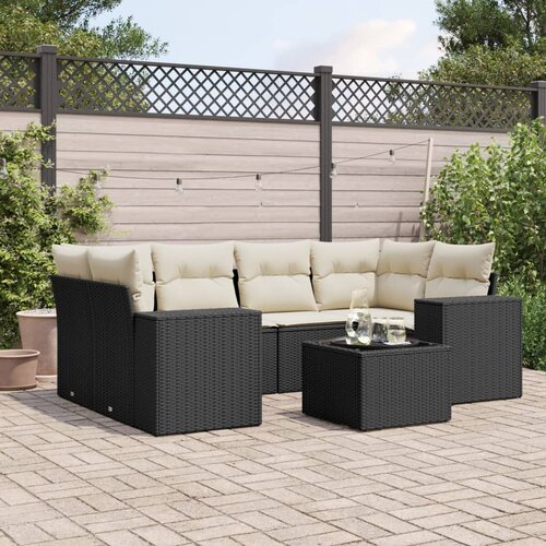  7-dijelni set vrtnih sofa od poliratana s jastucima crni Crna 83 x 62 x 69 cm Cene