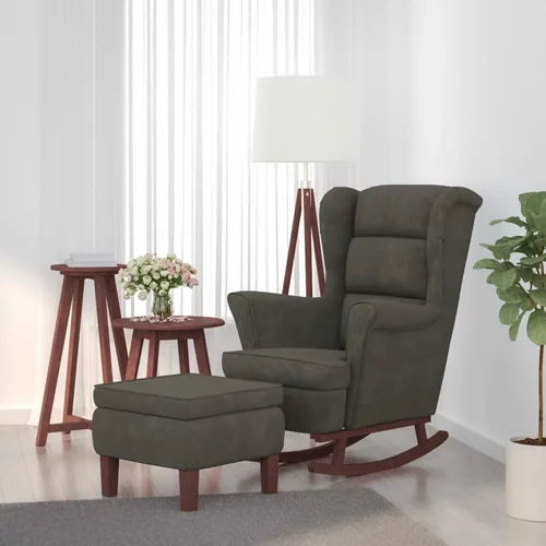 vidaXL stolica za ljuljanje s drvenim nogama i stolcem siva baršunasta