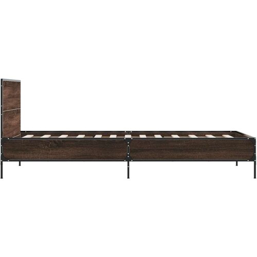 VidaXL Okvir za krevet smeđi hrast 90x190 cm konstruirano drvo i metal Slike
