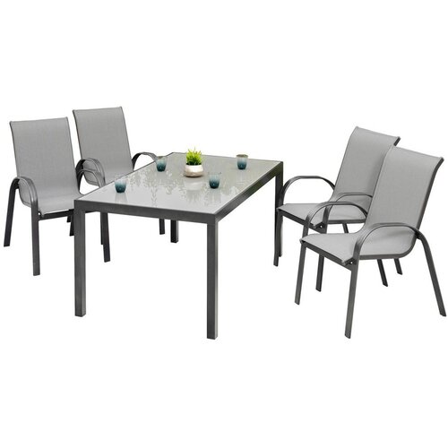 Gardenson Vrtni Set Amalfi, 5-Delno, Aluminij, Steklo Slike