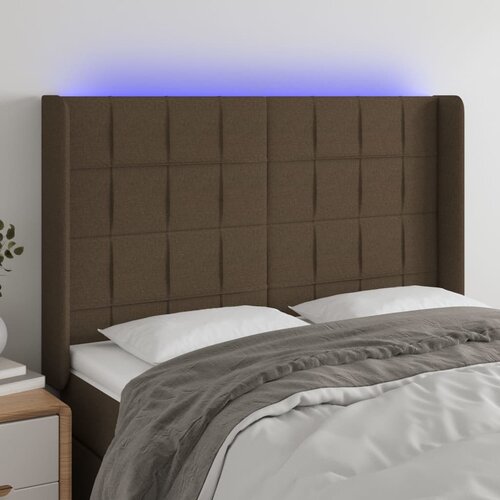  LED uzglavlje tamnosmeđe 147x16x118/128 cm od tkanine Cijene