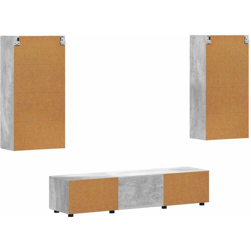  Set TV komoda FLORIN 3 pcs Betonski sivi Konstruirano drvo Slike