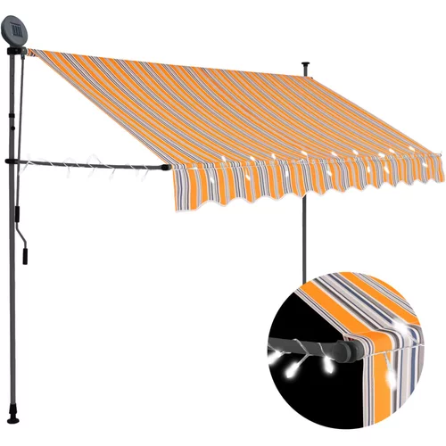vidaXL Ročno zložljiva tenda z LED lučmi 250 cm rumena in modra