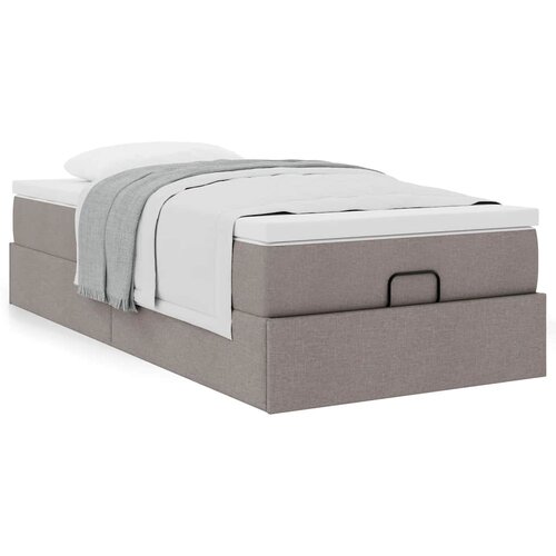 VidaXL Otomanski posteljni okvir z vzmetnico taupe 100x200 cm blago Slike