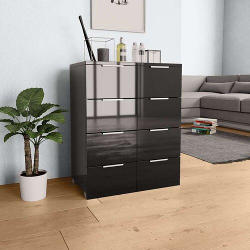 vidaXL Komoda visoki sjaj crna 60 x 35 x 80 cm od iverice Cijene