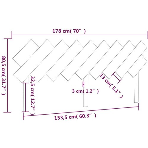 VidaXL uzglavlje za krevet sivi 178x3x80,5 cm od masivne borovine Slike