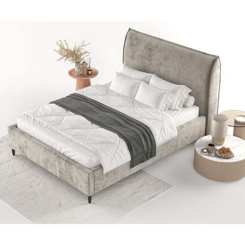 Maison de R&amp;ecirc;ve Bež tapecirani bračni krevet s prostorom za odlaganje s podnicom 160x200 cm Shell &amp;ndash; Slike