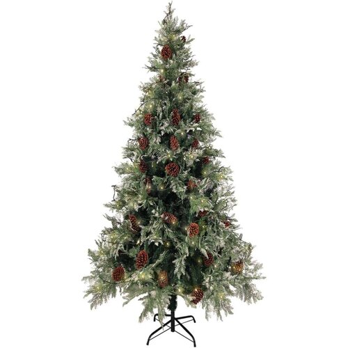 VidaXL Božićno drvce LED sa &amp;scaron;i&amp;scaron;kama zeleno-bijelo 225 cm PVC i PE Slike