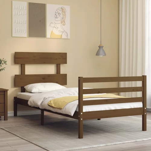  kreveta s uzglavljem boja meda 90x200 cm od masivnog drva