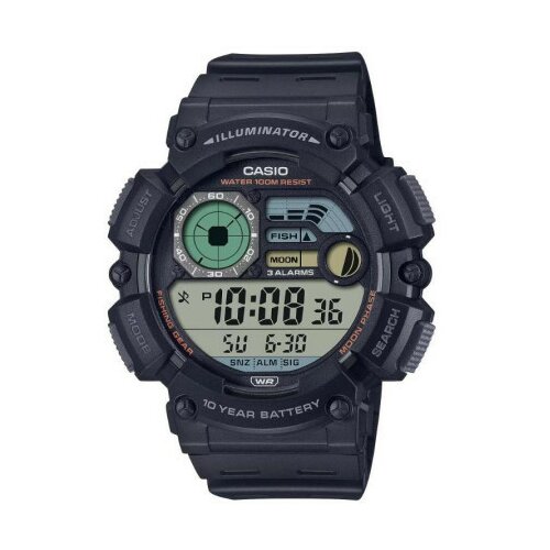 Casio Muški crni digitalni sportski ručni sat sa crnim silikonskim kaišem ( ws-1500h-1avef ) Slike