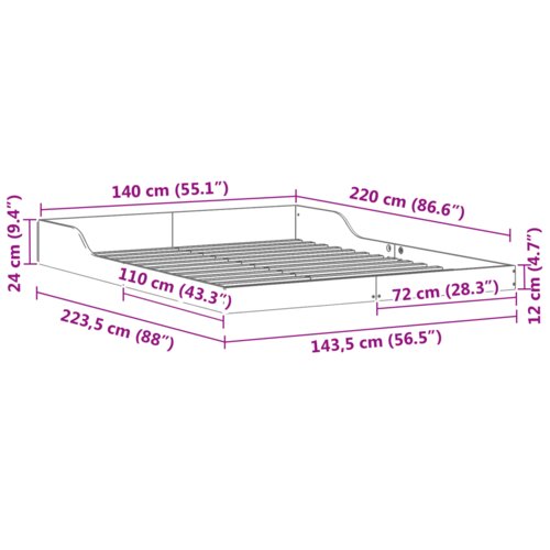 posteljni okvir, trden borov les, bela, 143,5&amp;times;223,5&amp;times;24 cm Slike